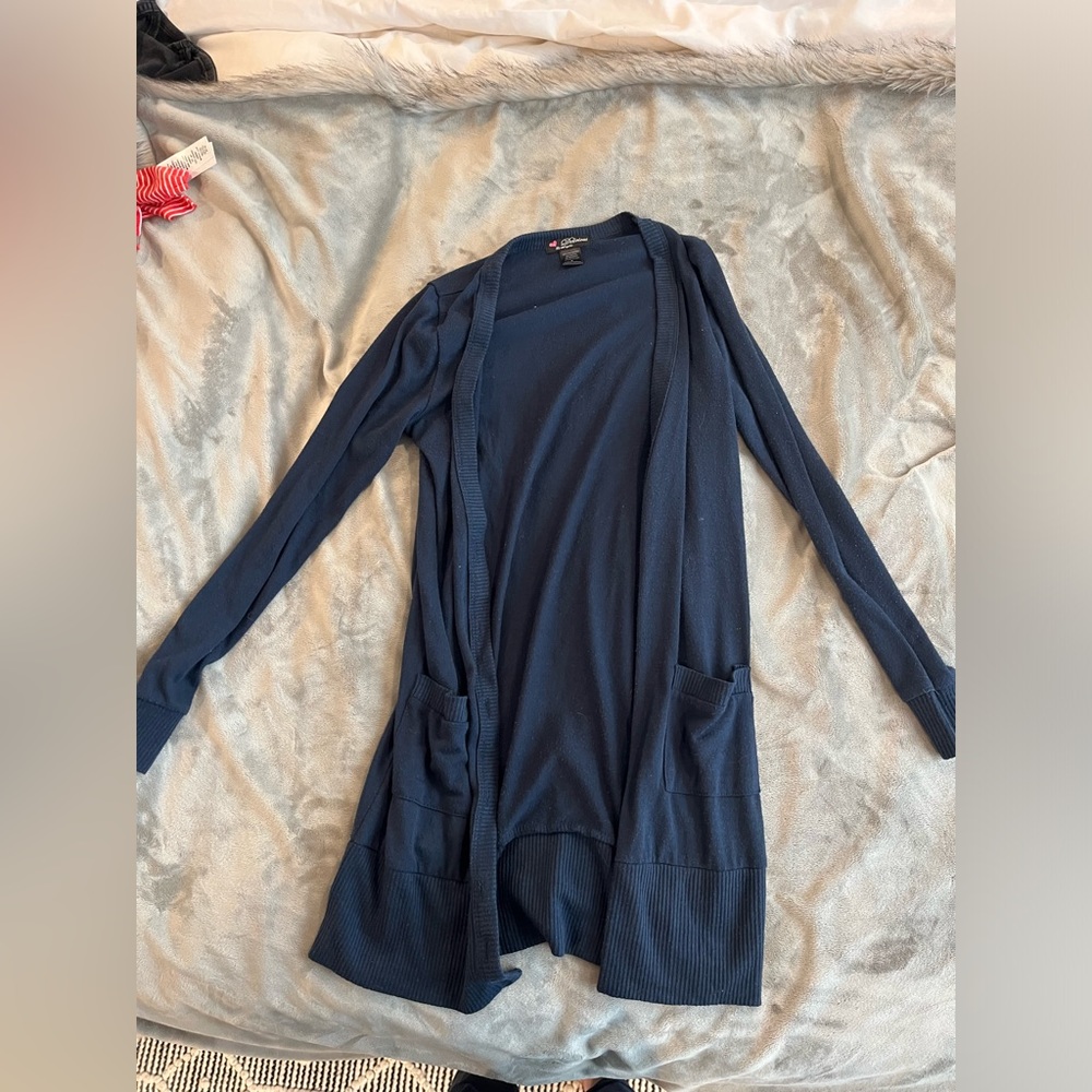 Women’s long navy cardigan